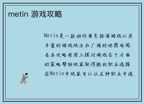 metin 游戏攻略